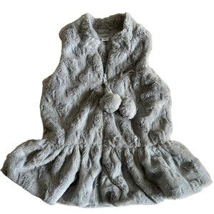 Mud Pie Faux Fur Vest With Pom Poms